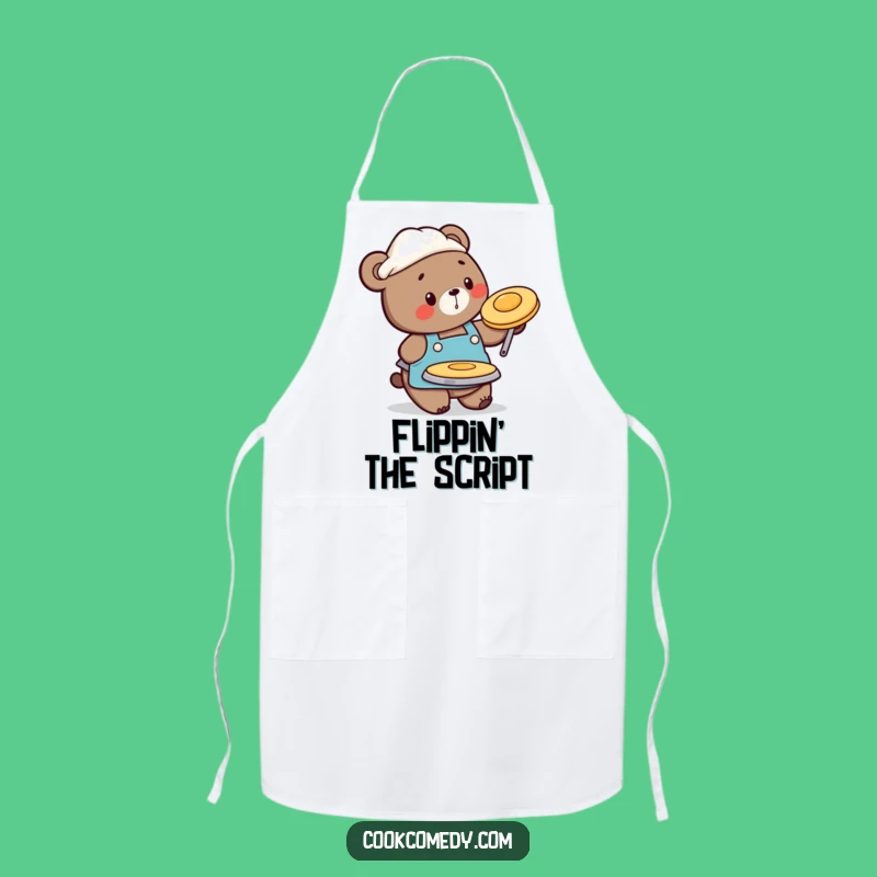 Funny Bear Flipping Pancake Apron: Cook Breakfast with a Smile