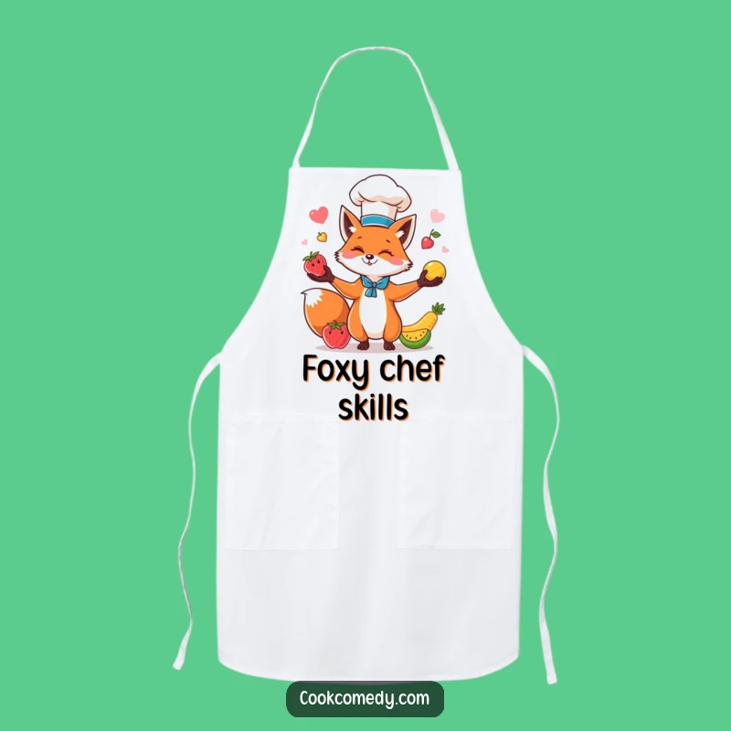 Funny Fox Chef Apron: Cook with Hilarious Fruit Juggling Prowess