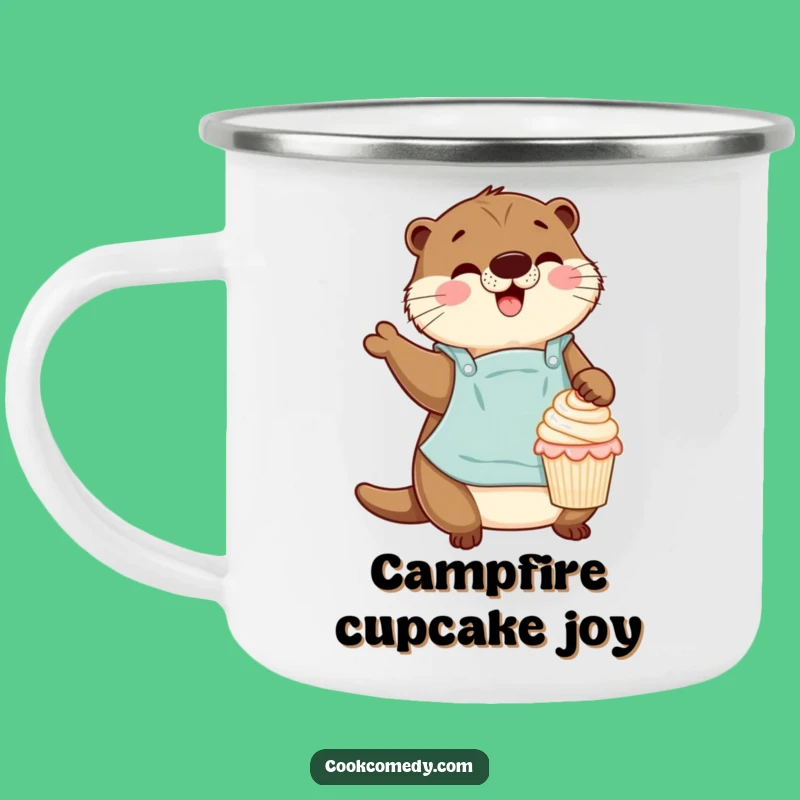 Funny Otter Baker Camping Mug: Enjoy Drinks with Cupcake Decorating Cheer