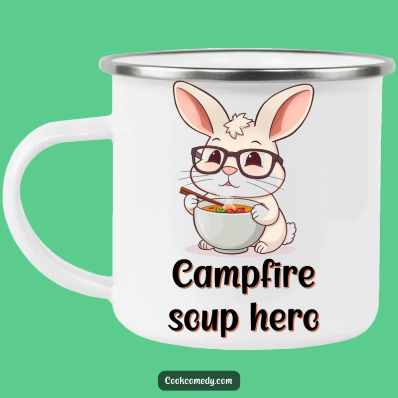 Funny Rabbit Chef Camping Mug: Enjoy Warm Drinks with Tiny Soup Cheer