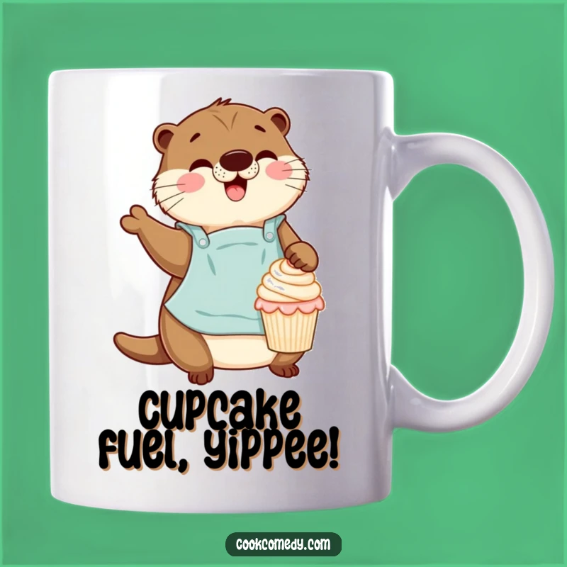 Funny Otter Baker Mug: Gleeful Cupcake Decorating Humor for a Sweet Gift