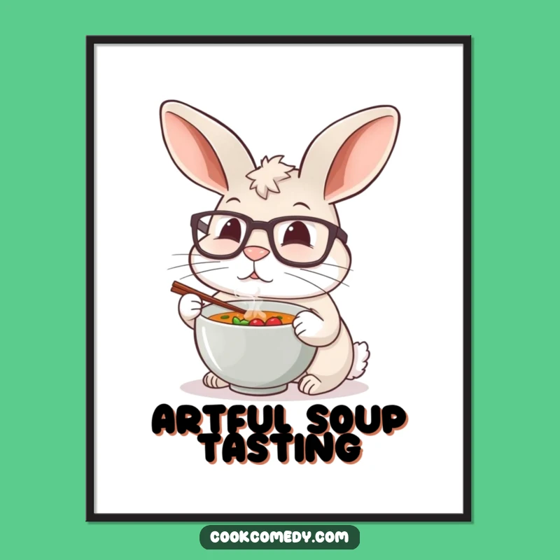 Funny Rabbit Chef Digital Art: Cozy Tiny Soup Print for Instant Charm