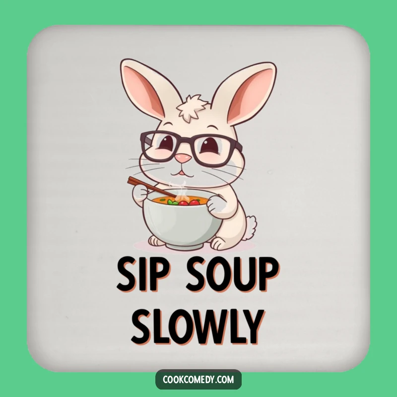 Funny Rabbit Chef Coaster: Protect Surfaces with Tiny Soup Elegance