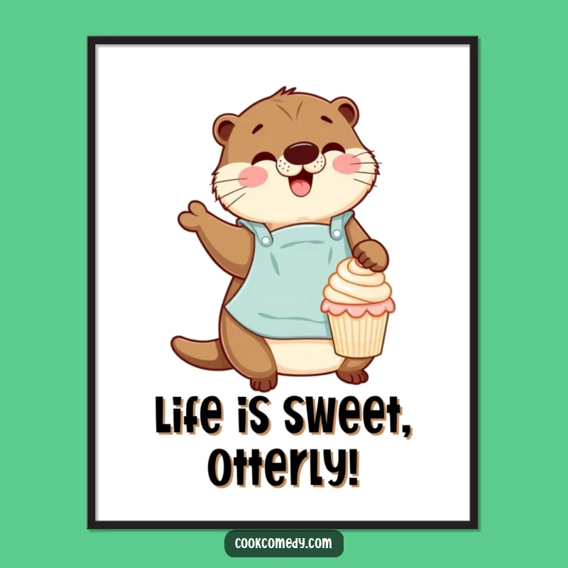 Free Printable Otter Baker Wall Art: Cupcake Decorating, Humorous Downloadable Decor