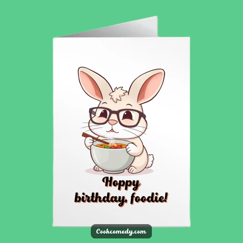 Free Printable Rabbit Chef Birthday Card: Funny Soup Tasting Downloadable Gift