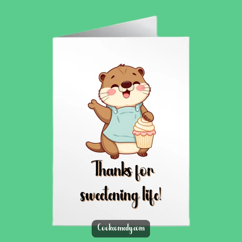 Free Printable Otter Baker Thank You Card: Cupcake Decorating, Humorous Downloadable