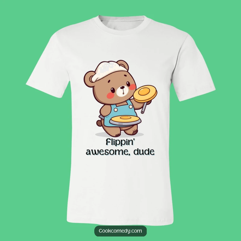 Funny Bear Flipping Pancake T-Shirt: Playful Chef Design for Foodies