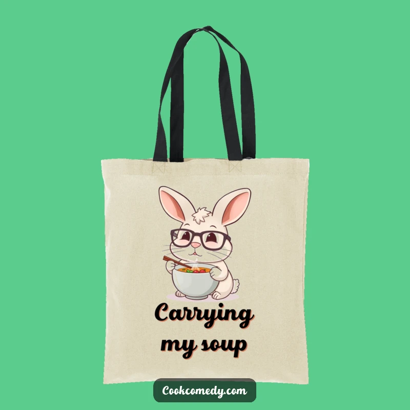 Funny Rabbit Chef Tote Bag: Carry Your Goodies with Tiny Soup Charm